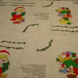 2 Precious Moments cut & sew panels to make 4 stockings-2 girl & 2 boy